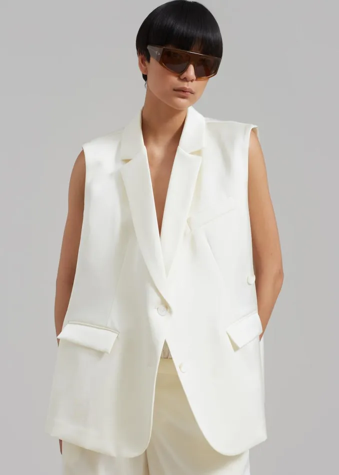 The Frankie Shop Everly Satin Vest 8211 Cream Shop Outerwear