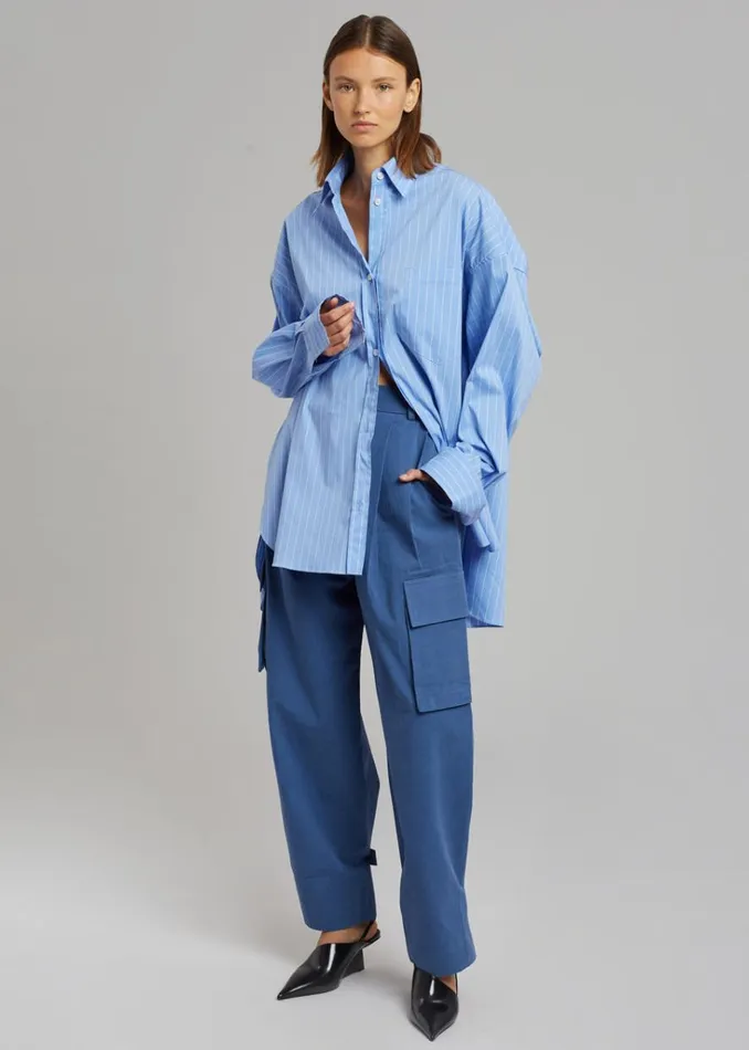 The Frankie Shop Georgia Pinstripe Shirt 8211 Light Blue Shop Tops