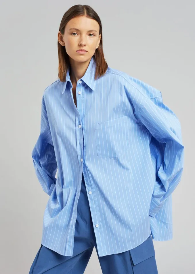 The Frankie Shop Georgia Pinstripe Shirt 8211 Light Blue Shop Tops