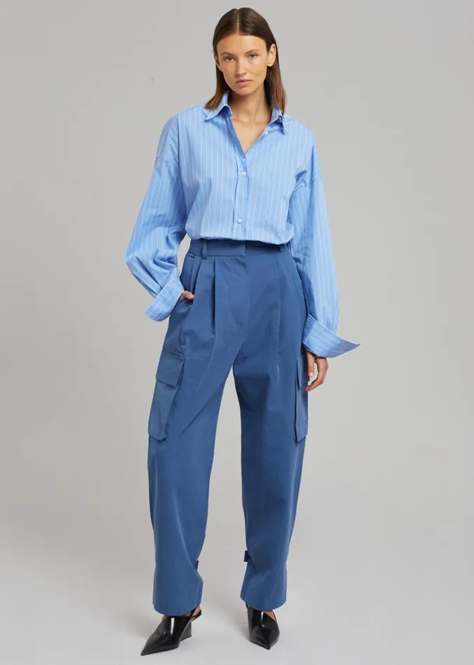 The Frankie Shop Georgia Pinstripe Shirt 8211 Light Blue Shop Tops