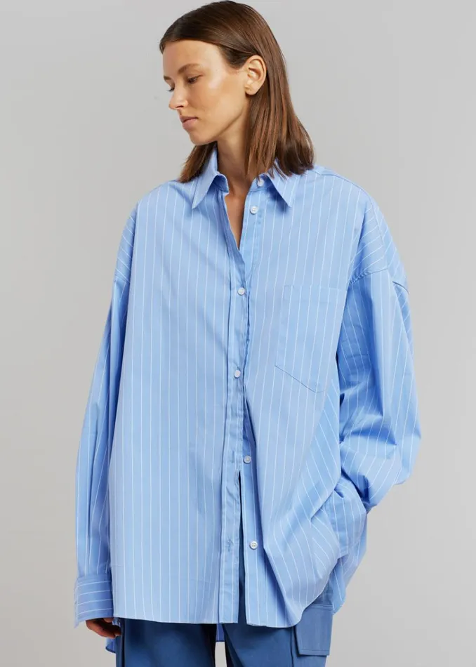 The Frankie Shop Georgia Pinstripe Shirt 8211 Light Blue Shop Tops