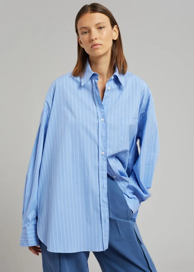 The Frankie Shop Georgia Pinstripe Shirt 8211 Light Blue Shop Tops