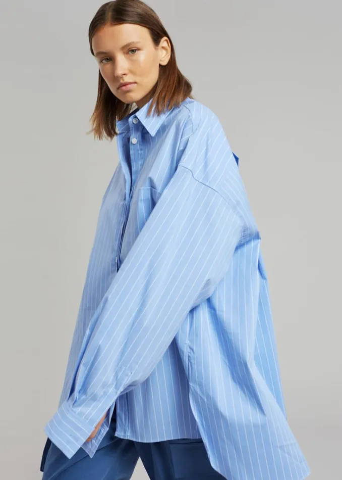 The Frankie Shop Georgia Pinstripe Shirt 8211 Light Blue Shop Tops