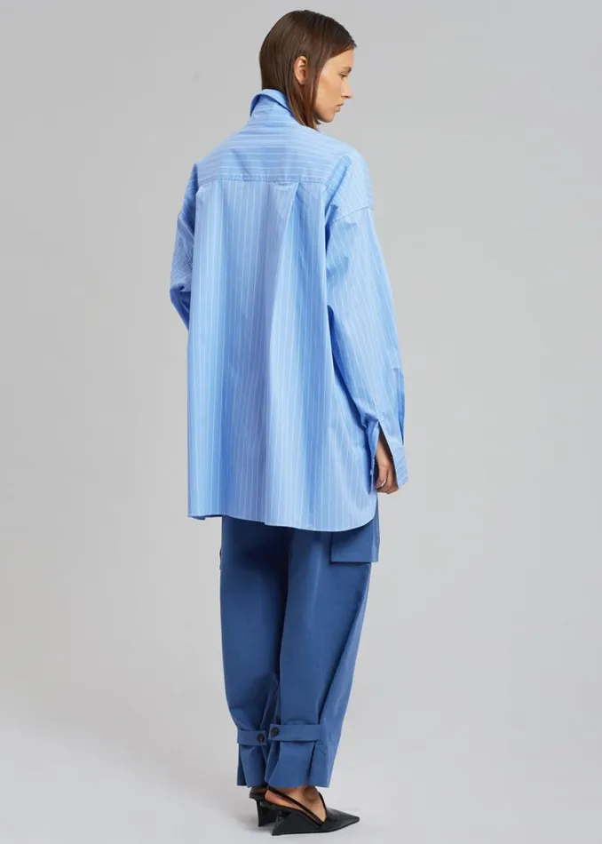 The Frankie Shop Georgia Pinstripe Shirt 8211 Light Blue Shop Tops