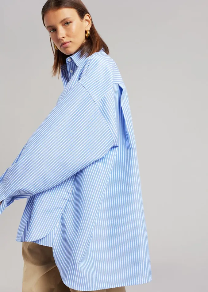 The Frankie Shop Georgia Stripe Shirt 8211 WhiteLight Blue Shop Tops
