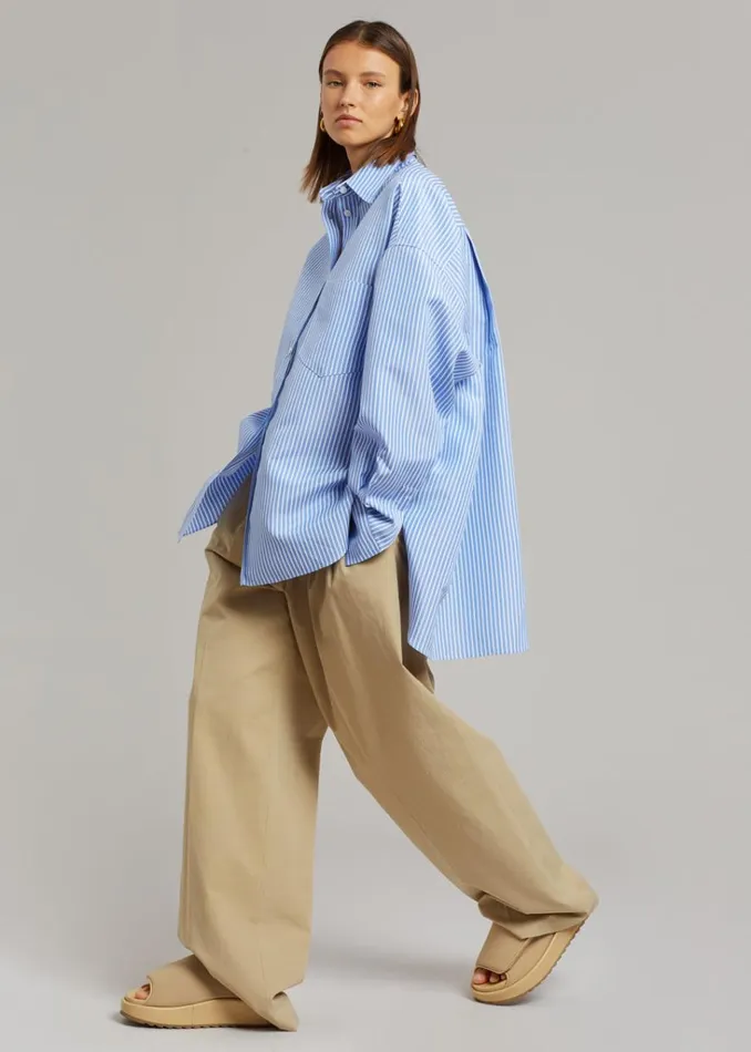 The Frankie Shop Georgia Stripe Shirt 8211 WhiteLight Blue Shop Tops