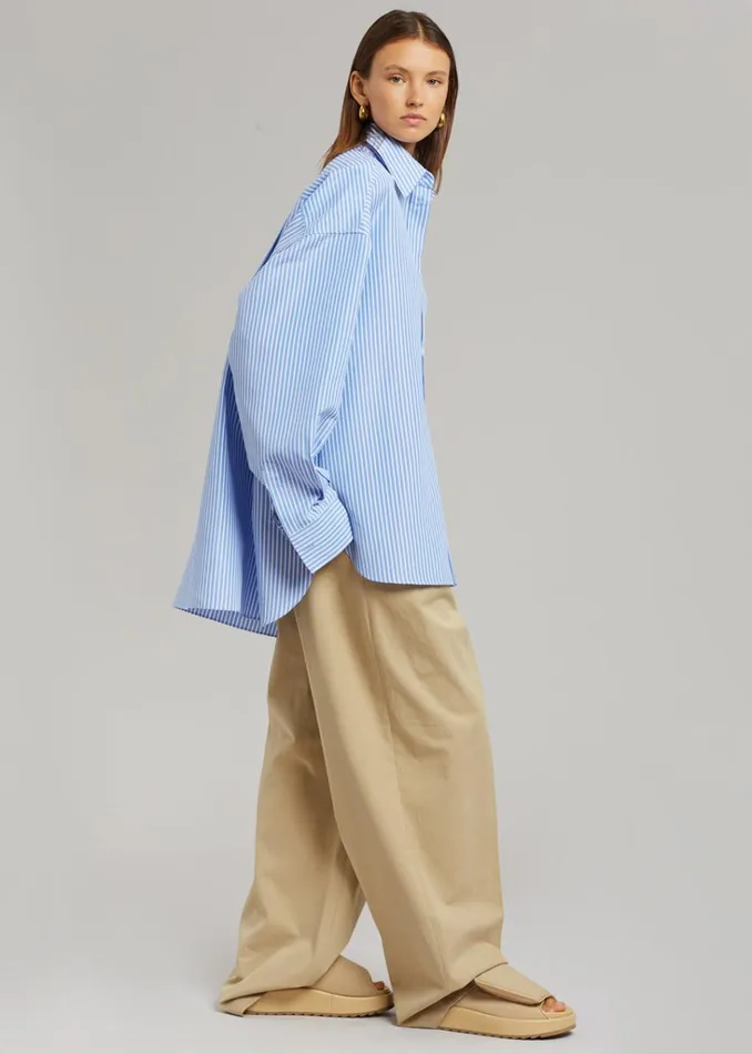 The Frankie Shop Georgia Stripe Shirt 8211 WhiteLight Blue Shop Tops