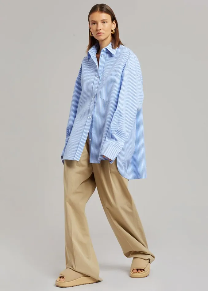 The Frankie Shop Georgia Stripe Shirt 8211 WhiteLight Blue Shop Tops