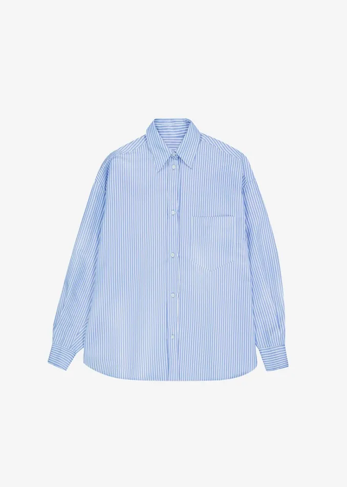 The Frankie Shop Georgia Stripe Shirt 8211 WhiteLight Blue Shop Tops