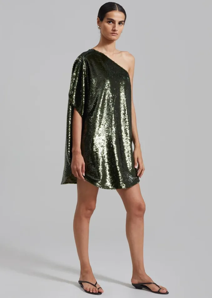 The Frankie Shop Gloria Sequins One Shoulder Dress 8211 Olive Shop Dresses