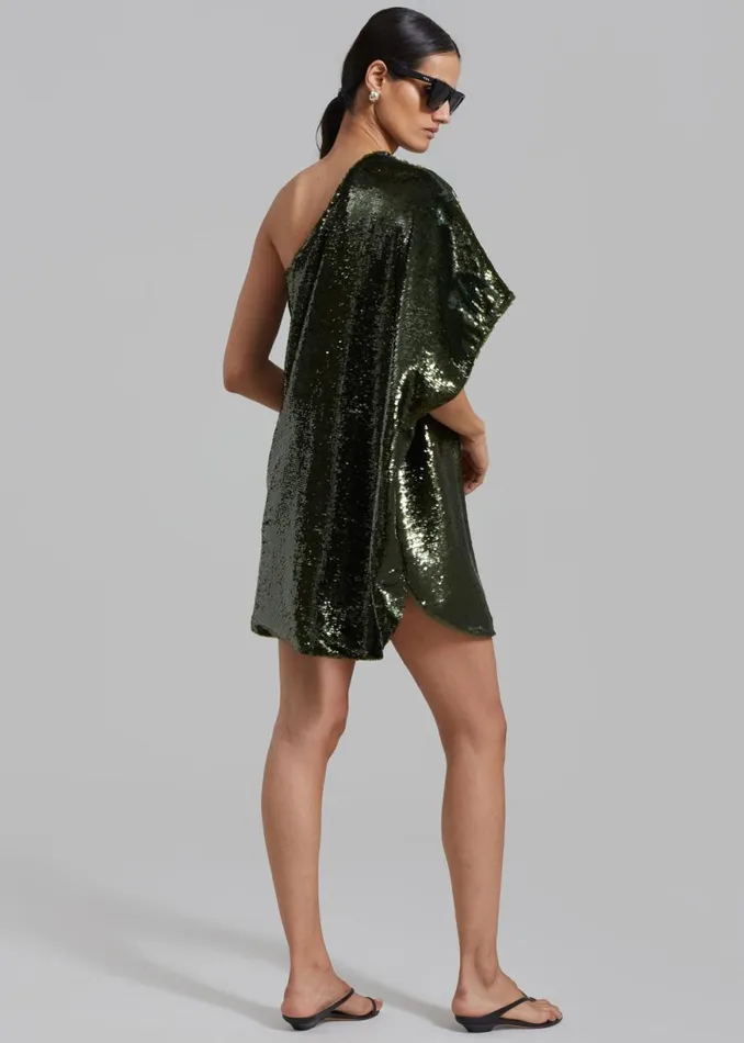 The Frankie Shop Gloria Sequins One Shoulder Dress 8211 Olive Shop Dresses