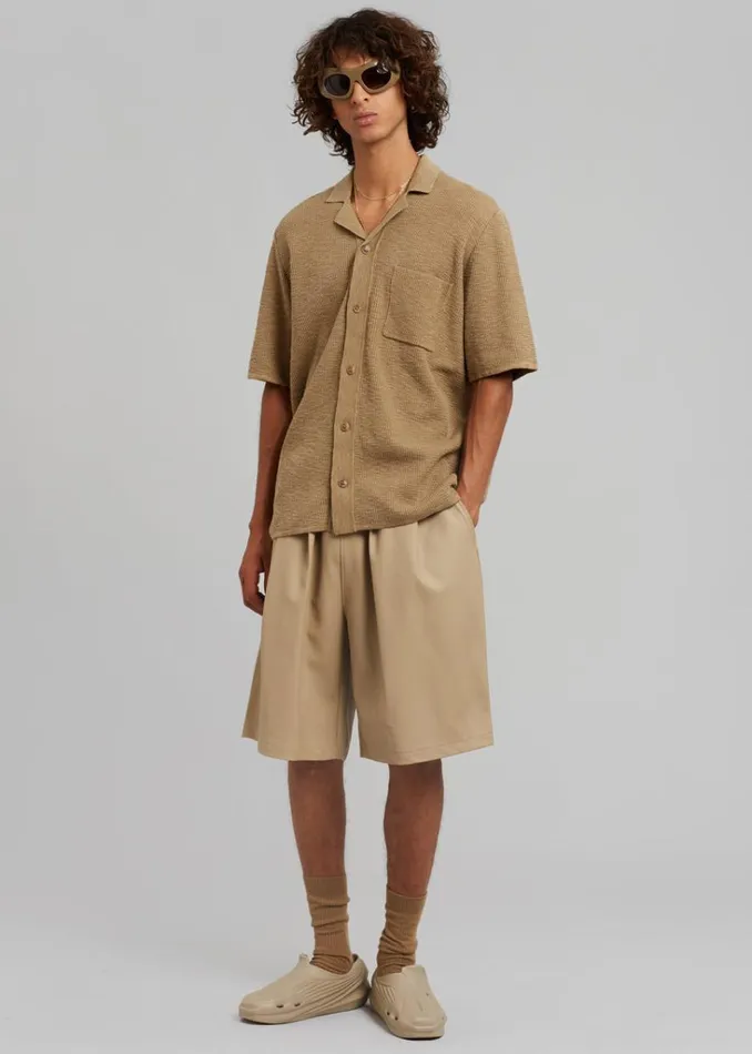 The Frankie Shop Jonas Faux Leather Shorts 8211 Camel Shop Clothing