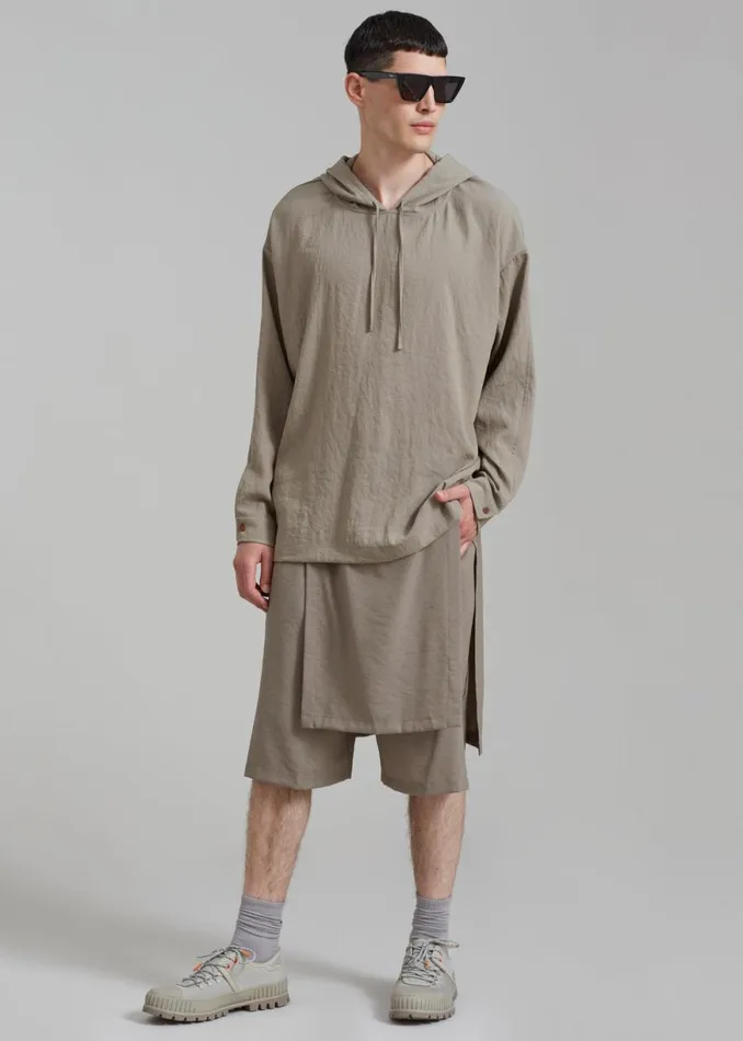 The Frankie Shop Keanu Light Wrap Shorts 8211 Olive Shop Clothing