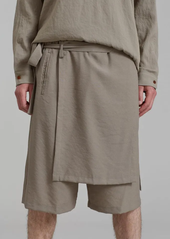 The Frankie Shop Keanu Light Wrap Shorts 8211 Olive Shop Clothing