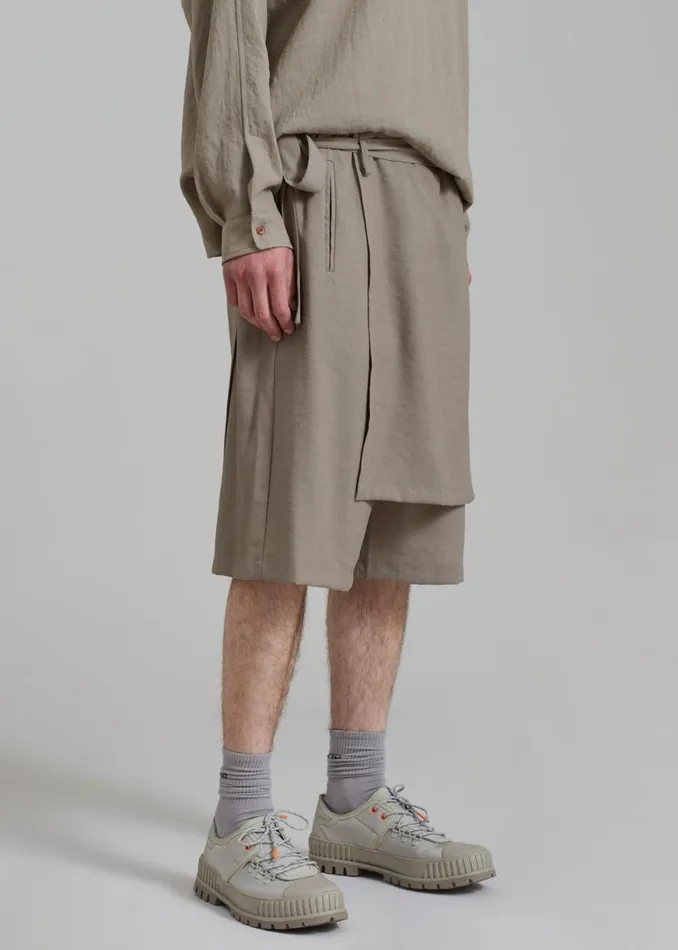 The Frankie Shop Keanu Light Wrap Shorts 8211 Olive Shop Clothing