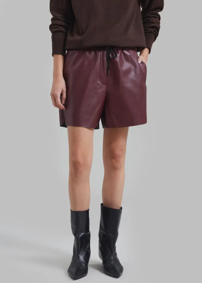 The Frankie Shop Kine Faux Leather Shorts 8211 Burgundy Shop Clothing