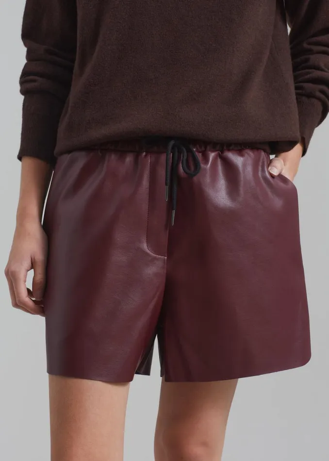 The Frankie Shop Kine Faux Leather Shorts 8211 Burgundy Shop Clothing