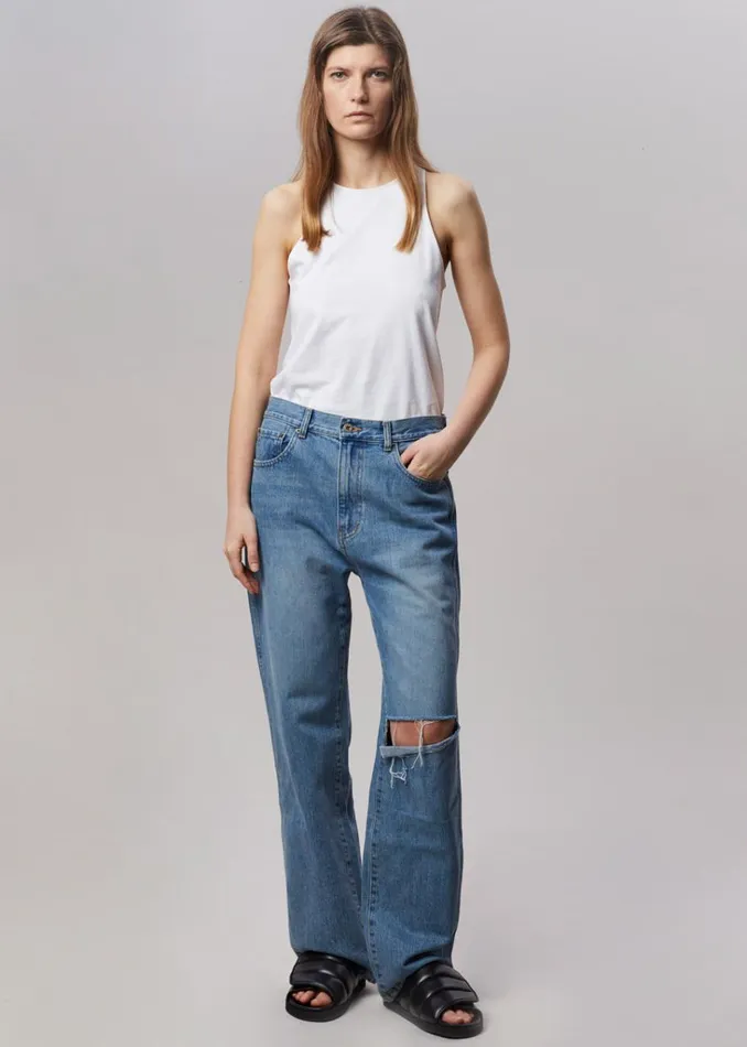 The Frankie Shop Laon Ripped Jeans 8211 Worn Wash Shop Denim