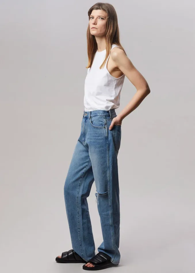 The Frankie Shop Laon Ripped Jeans 8211 Worn Wash Shop Denim
