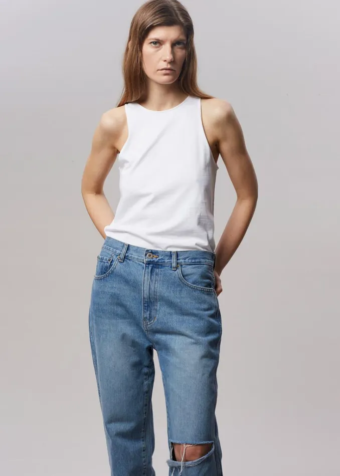 The Frankie Shop Laon Ripped Jeans 8211 Worn Wash Shop Denim