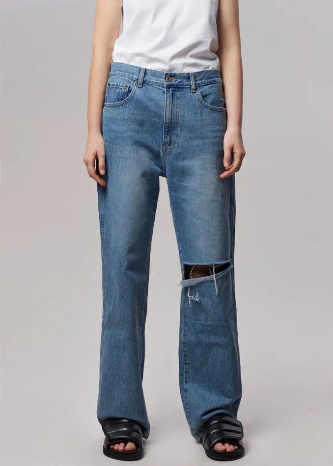 The Frankie Shop Laon Ripped Jeans 8211 Worn Wash Shop Denim