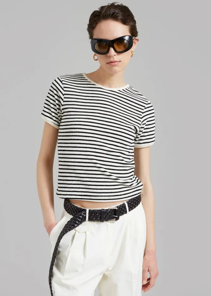 The Frankie Shop Lennox Tee 8211 Black Stripe Shop Tops