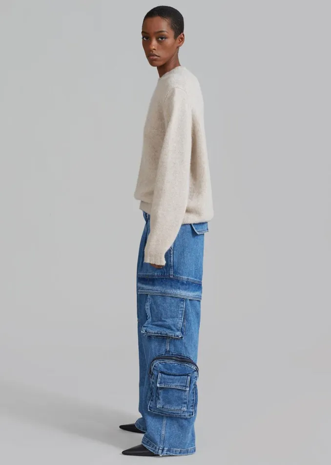 The Frankie Shop Lenny Cargo Jeans 8211 Blue Denim Shop Denim