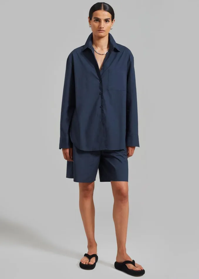 The Frankie Shop Levi Shirt 8211 Midnight Blue Shop Tops