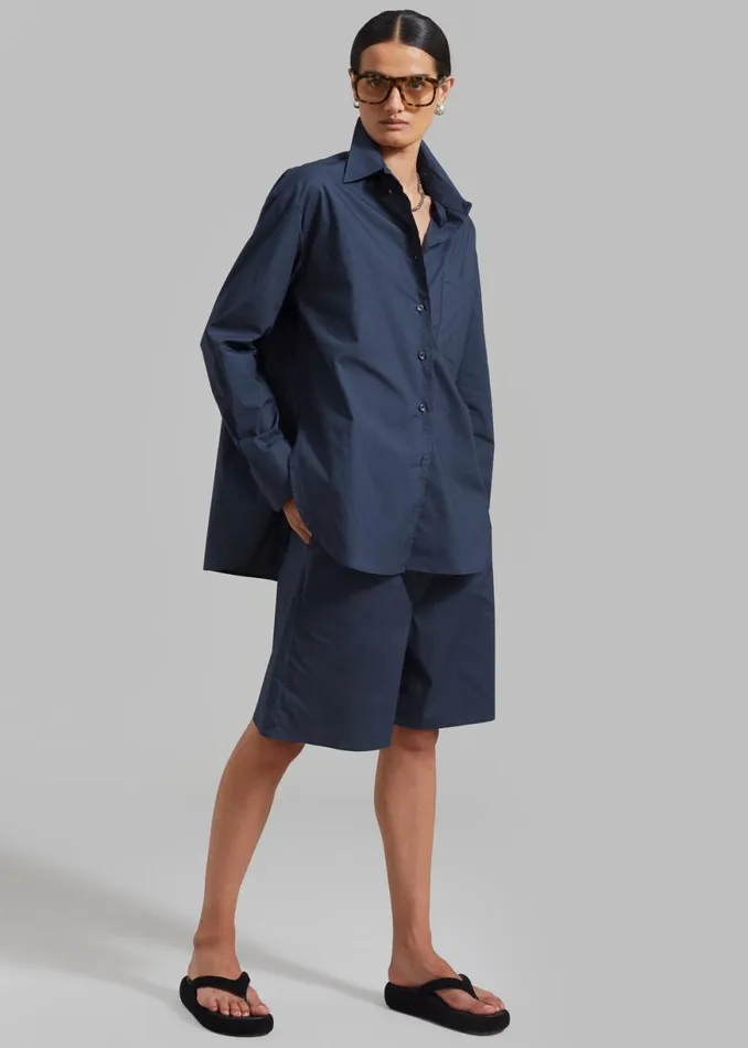The Frankie Shop Levi Shirt 8211 Midnight Blue Shop Tops