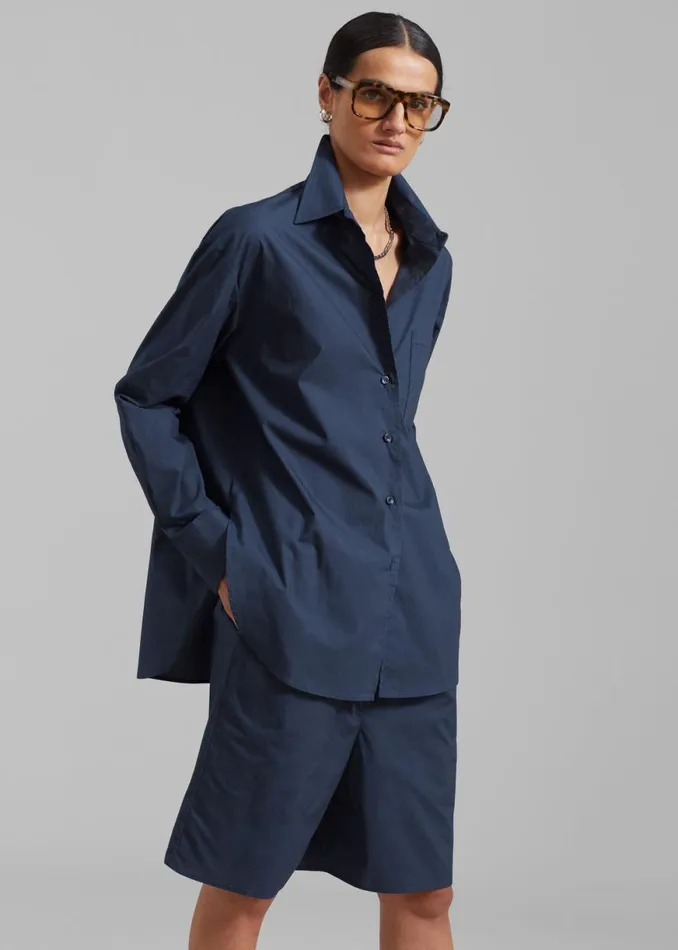 The Frankie Shop Levi Shirt 8211 Midnight Blue Shop Tops