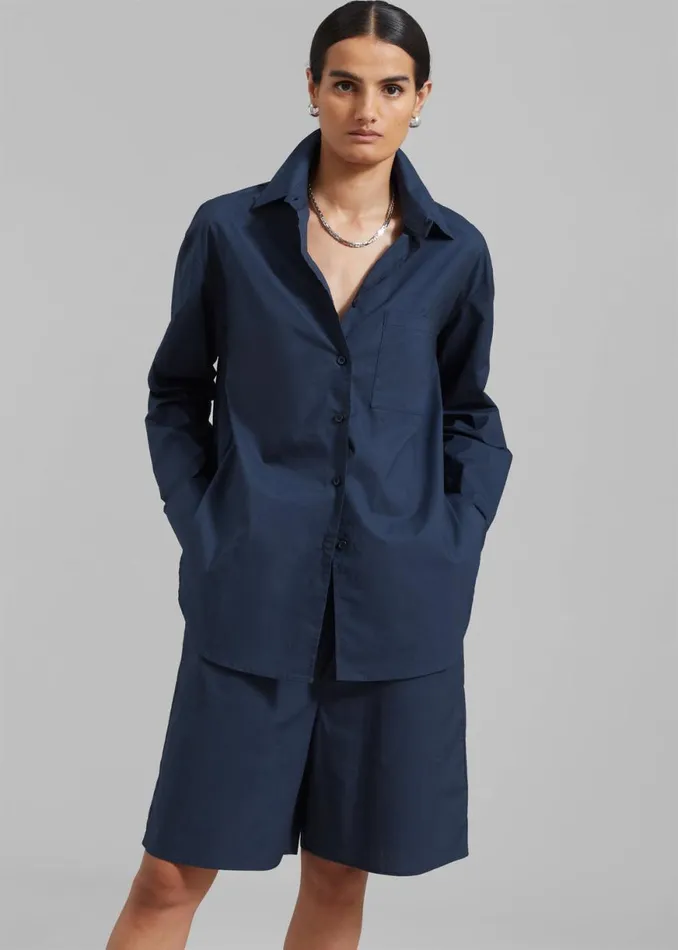 The Frankie Shop Levi Shirt 8211 Midnight Blue Shop Tops