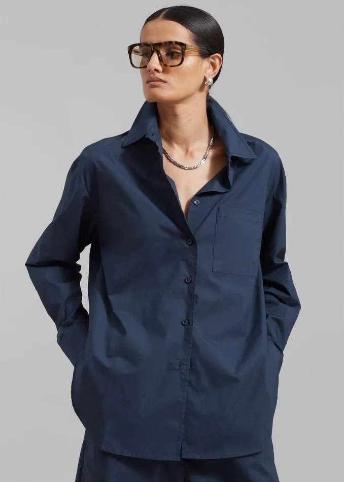The Frankie Shop Levi Shirt 8211 Midnight Blue Shop Tops