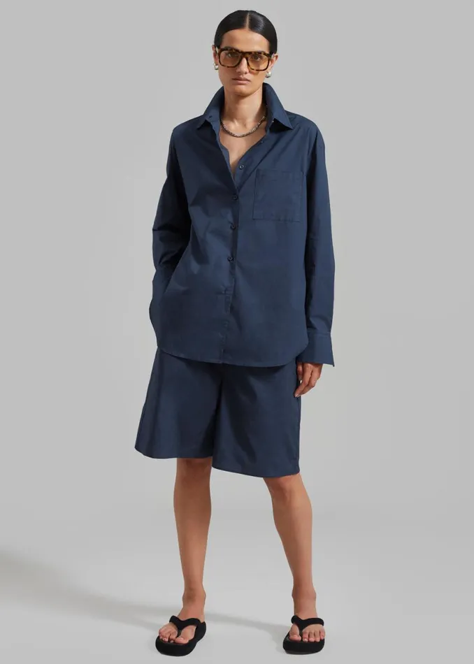 The Frankie Shop Levi Shirt 8211 Midnight Blue Shop Tops