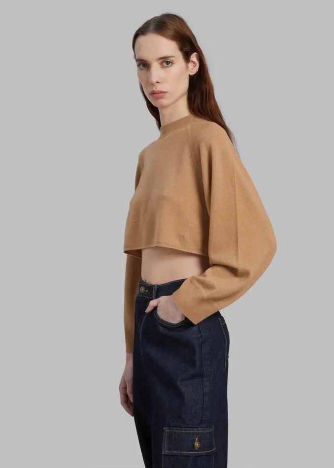 The Frankie Shop Loulou Studio Bocas Cashmere Sweater 8211 Camel Shop Knitwear
