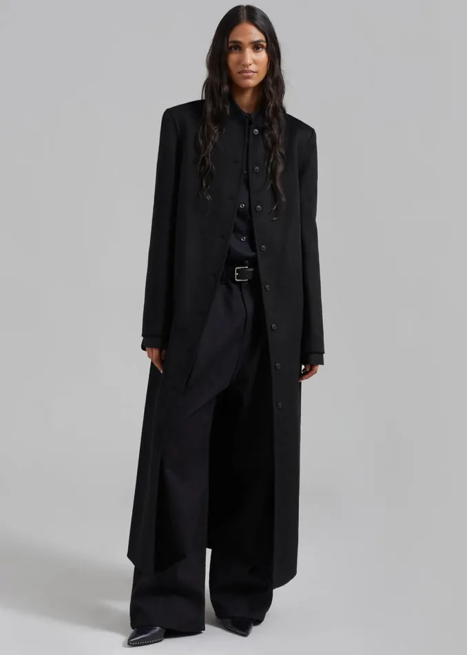 The Frankie Shop Loulou Studio Martil Long Coat 8211 Black Shop Clothing