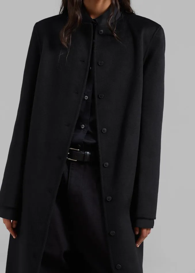 The Frankie Shop Loulou Studio Martil Long Coat 8211 Black Shop Clothing