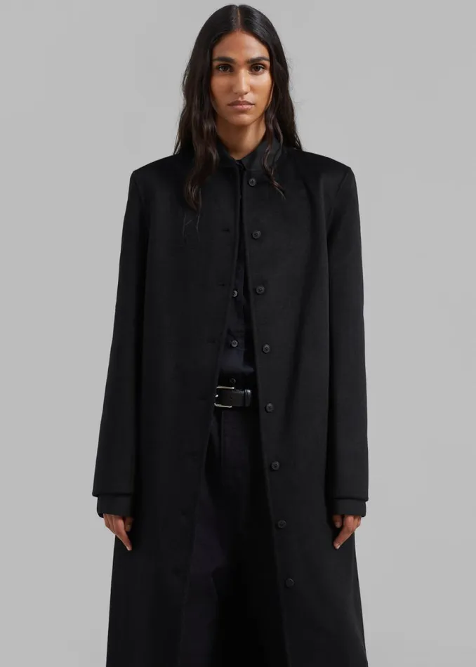 The Frankie Shop Loulou Studio Martil Long Coat 8211 Black Shop Clothing