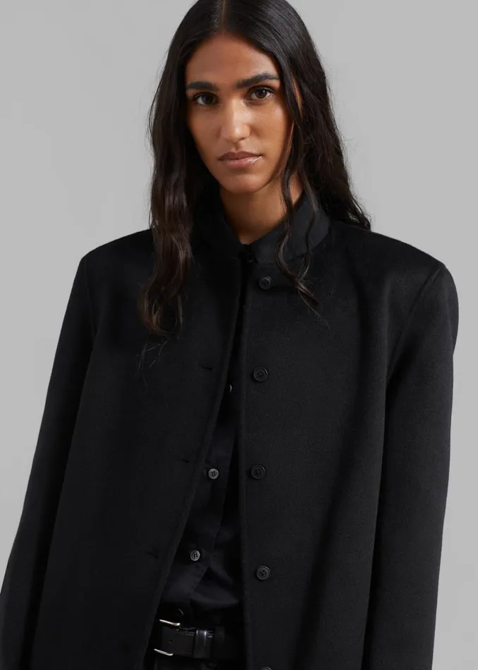 The Frankie Shop Loulou Studio Martil Long Coat 8211 Black Shop Clothing
