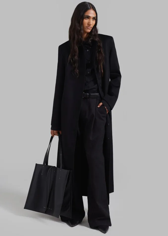 The Frankie Shop Loulou Studio Martil Long Coat 8211 Black Shop Clothing