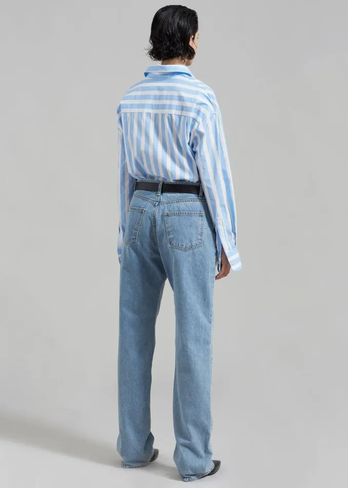 The Frankie Shop Lui Wide Stripe Shirt 8211 Blue Shop Tops