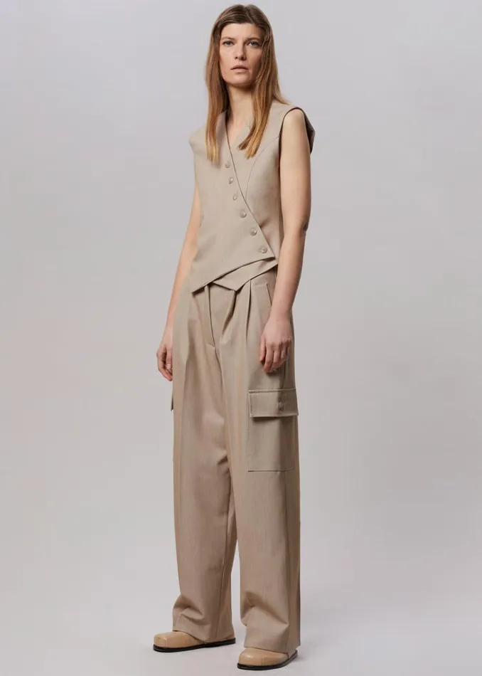 The Frankie Shop Maesa Cargo Pants 8211 Taupe Melange Shop Bottoms