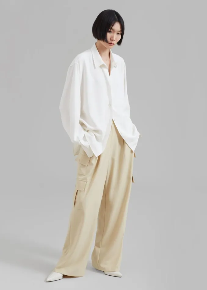 The Frankie Shop Manye Fluid Cargo Pants 8211 Beige Shop Bottoms