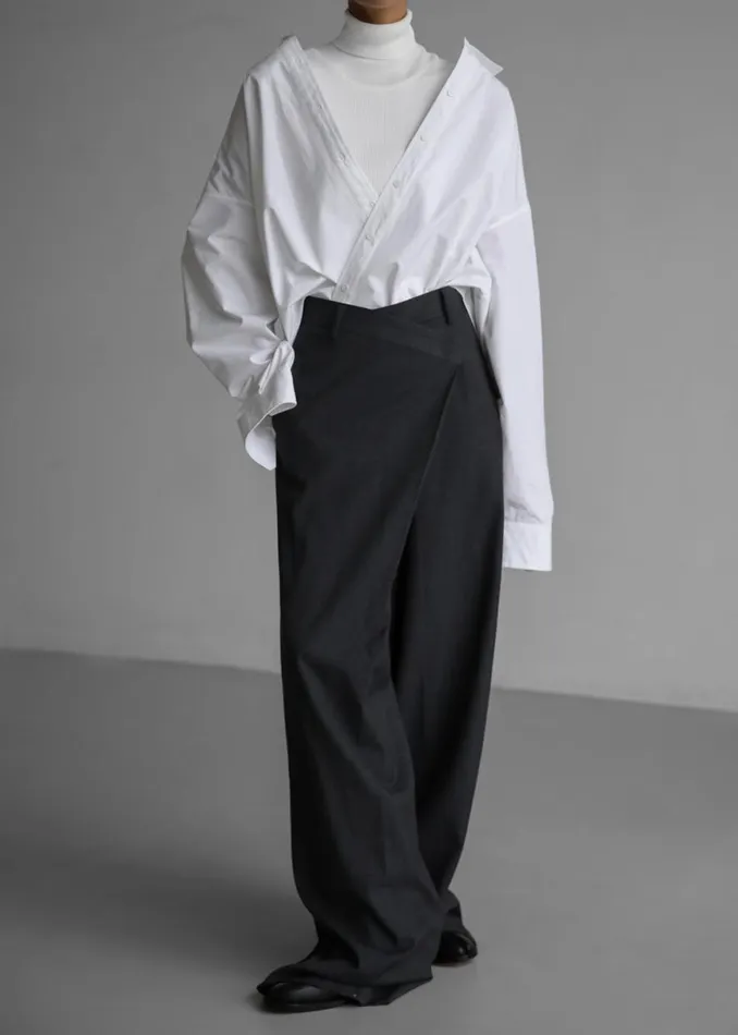 The Frankie Shop Marjorie Asymmetrical Trousers 8211 Charcoal Shop Clothing