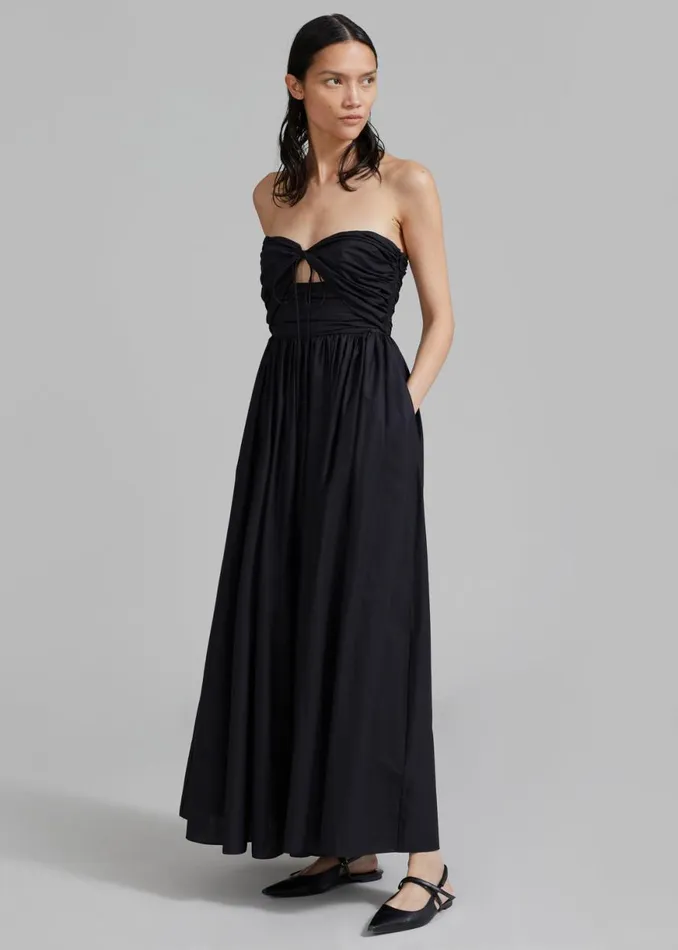 The Frankie Shop Matteau Bandeau Rouched Sundress 8211 Black Shop Dresses