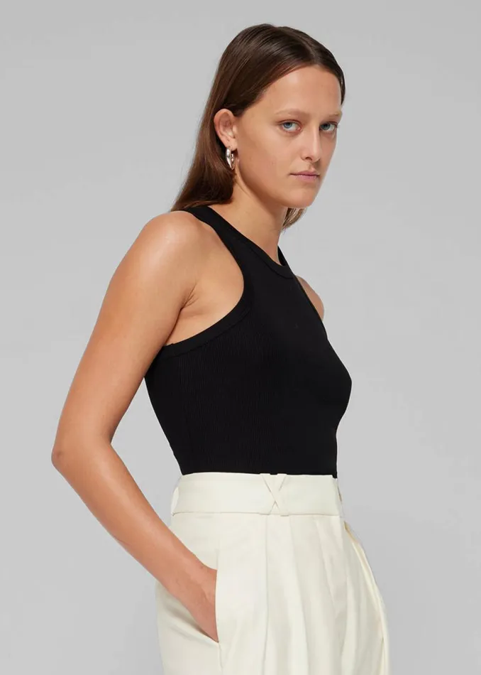 The Frankie Shop Rhe Cotton Rib Tank Top 8211 Noir Shop Tops