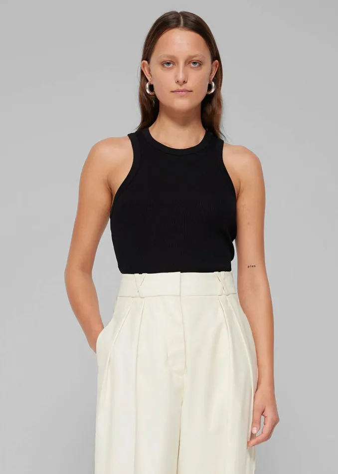 The Frankie Shop Rhe Cotton Rib Tank Top 8211 Noir Shop Tops