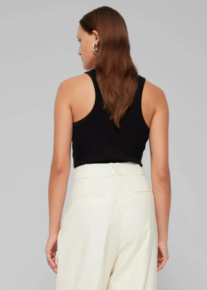 The Frankie Shop Rhe Cotton Rib Tank Top 8211 Noir Shop Tops