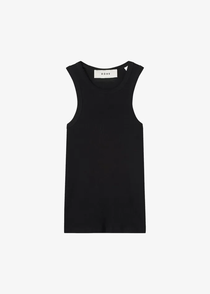 The Frankie Shop Rhe Cotton Rib Tank Top 8211 Noir Shop Tops
