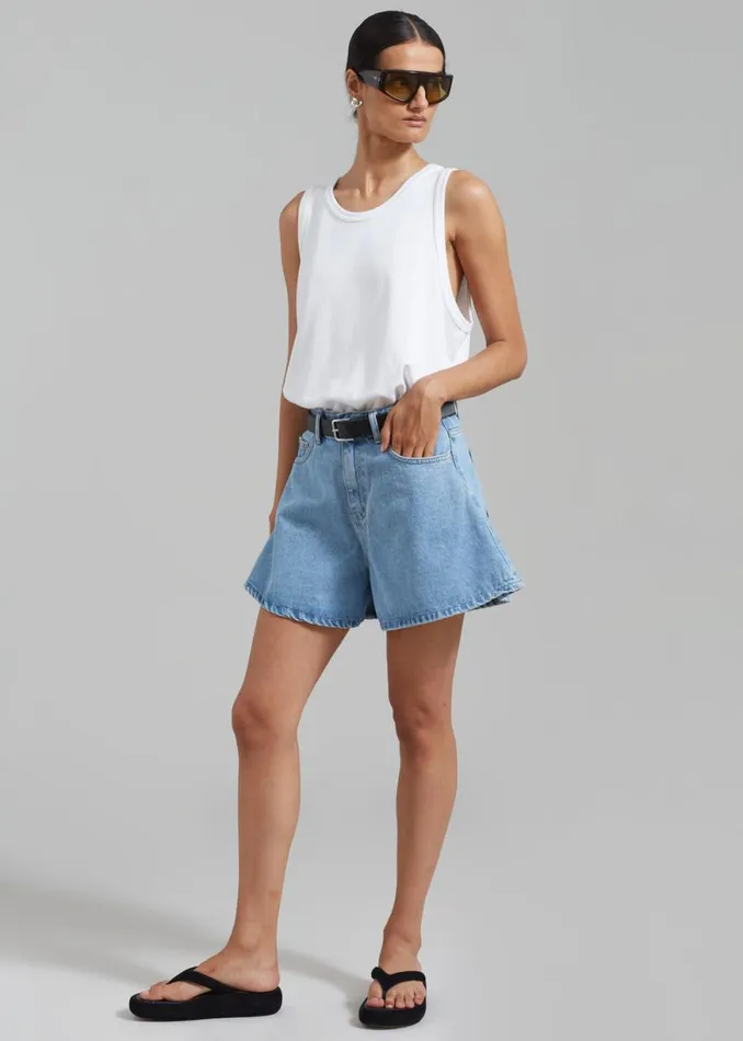 The Frankie Shop Rory Denim Shorts 8211 Light Wash Shop Denim