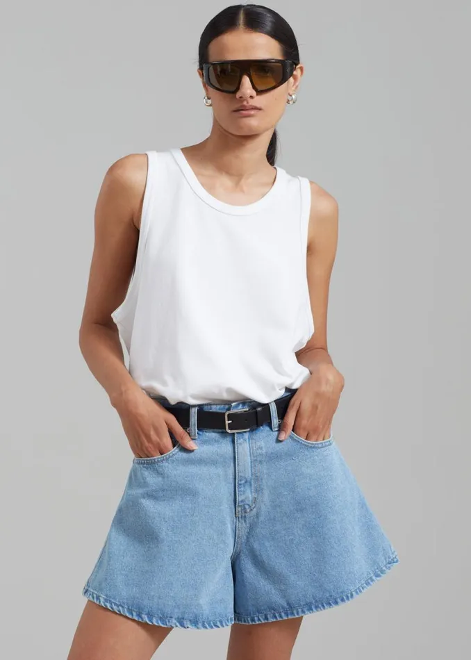 The Frankie Shop Rory Denim Shorts 8211 Light Wash Shop Denim